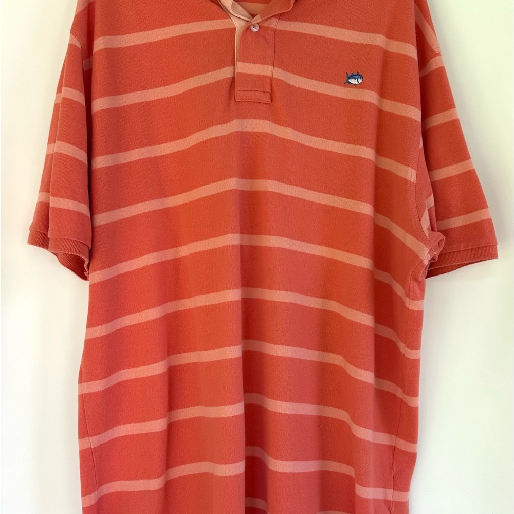 Classic Coral Striped Polo Shirt